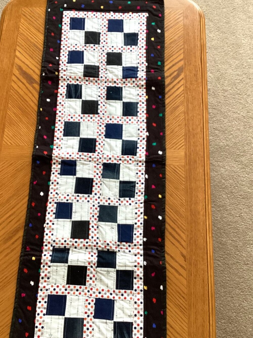 Handmade Rectangle Reversable Table Runner Topper Recycled Jeans Table Linens